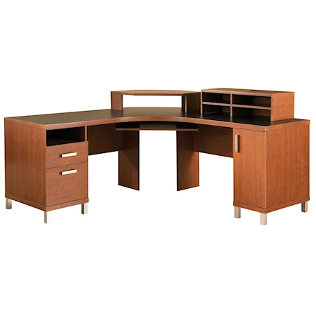 Contemporary Large Corner Desk with Movable Hutch